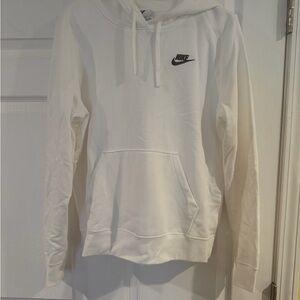Nike White Hoodie with Black Swoosh Tag